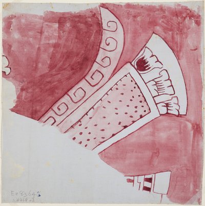 Copia di frammento di pittura murale dalla Casa de barrios, Teopancaxco, Teotihuacan, Stato del Messico da Adela Breton