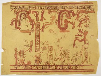 Design da un vaso Belize (ex Honduras Britannico) Design include figure umane e serpenti piumati da Adela Breton