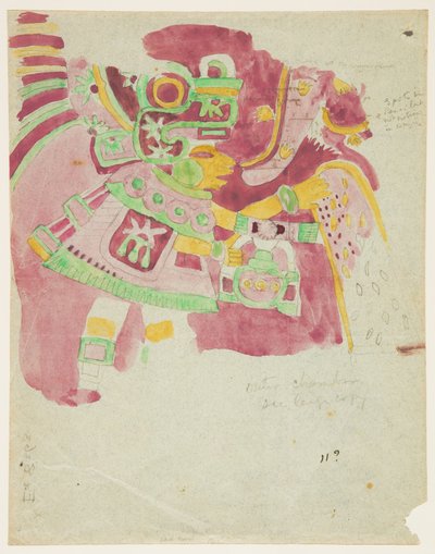 Dipinto di un affresco dalla camera esterna, Penafiel, Teotihuacan, Messico da Adela Breton
