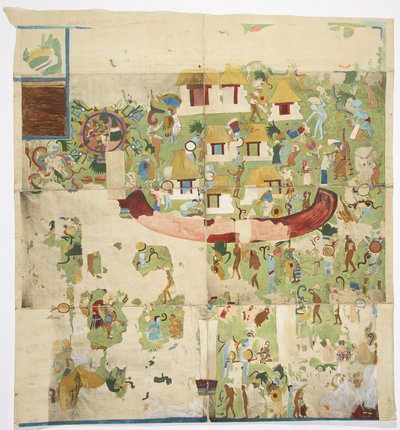 Dipinto di un murale dal pannello nord sulla parete ovest, Tempio A, Grande Campo da Gioco, Chichen Itza, Yucatan, Messico da Adela Breton