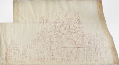Ricalco di un dipinto murale dal soffitto della volta sud, Tempio Superiore dei Giaguari, Chichen Itza, Messico da Adela Breton