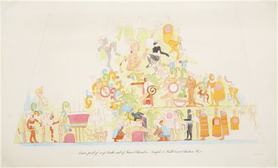 Dipinto murale dalla parte inferiore del tetto, estremità sud della camera interna, Tempio A, Chichen Itza, Messico da Adela Breton