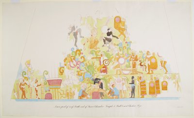 Dipinto murale dalla parte inferiore del tetto, estremità sud della camera interna, Tempio A, Chichen Itza, Messico da Adela Breton