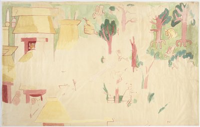 Affresco dalla parete sud-est, camera interna, Tempio Superiore dei Giaguari, Chichen Itza, Messico da Adela Breton