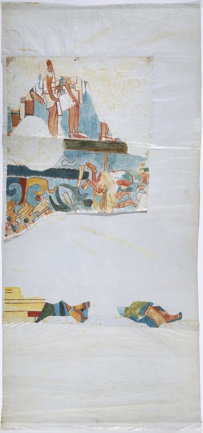 Acquerello su carta tipo lino Tracciato di un murale da una volta in una grande camera, Casa de Monjas, Chichen Itza, Messico da Adela Breton