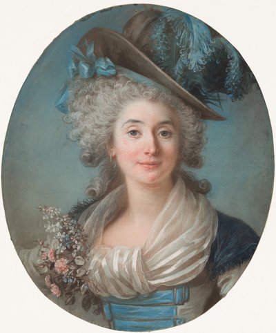 Una nobile donna alla moda con un cappello piumato da Adelaide Labille Guiard