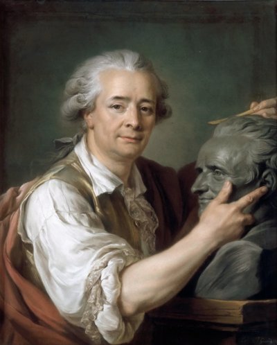 Augustin Pajou 1730-1809 scolpisce un busto del suo maestro Lemoyne il Giovane, 1782 da Adelaide Labille Guiard