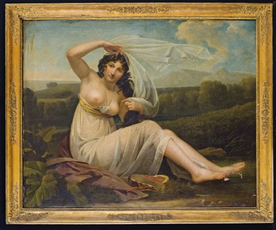 Giovane donna seduta in un paesaggio da Adèle Varillat