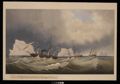 H.M.S. Phoenix con le sue consorti, The Diligence e Breadalbane, tra gli iceberg da Admiral Edward Augustus Inglefield