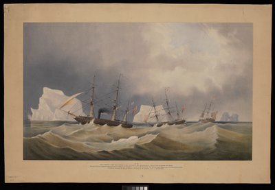 H.M.S. Phoenix con i suoi consorti, The Diligence e Breadalbane, tra gli iceberg da Admiral Edward Augustus Inglefield