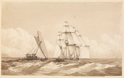 Doppia canoa al largo di Moalu, Isole Feejee, 26 settembre 1849 [Fiji] da Admiral Sir Edward Gennys Fanshawe