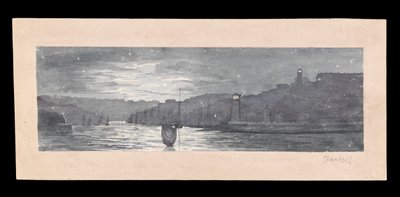 La Bocca del Tyne, con North e South Shields, al Chiaro di Luna, c.1840 da Admiral Sir Edward Gennys Fanshawe