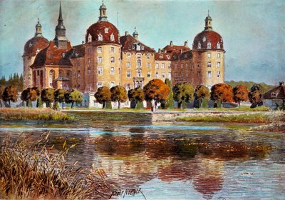 Veduta del castello di Moritzbourg. Stampe di Adolphe Nother (XIX secolo) Parigi, arti decorative da Adolf Noether