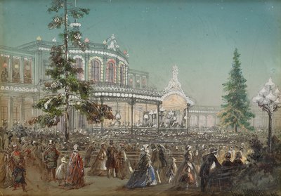 Celebrazione del 25º anniversario della ferrovia di Tsarskoe Selo alla sala concerti della stazione ferroviaria di Pavlovsk, 1862 da Adolf Charlemagne