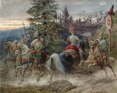 La strada per Chernomor. Illustrazione al poema Ruslan e Lyudmila di A. Pushkin da Adolf Charlemagne
