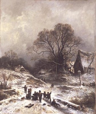 Bambini che giocano nella neve da Adolf Heinrich Lier