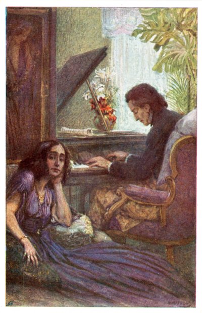 Musicista e compositore, Frederic Chopin, con George Sand di Adolf Karpellus da Adolf Karpellus