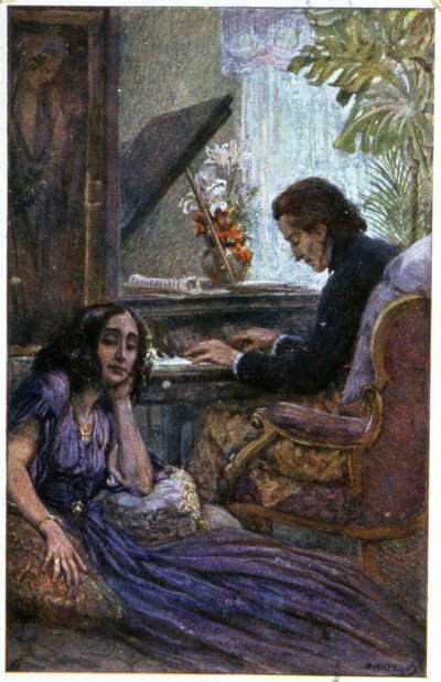 Il compositore Chopin e il romanziere George Sand da Adolf Karpellus