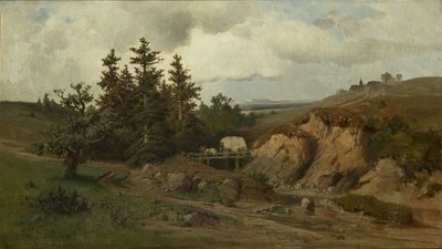 Paesaggio con un ponte di legno da Adolf Kosárek