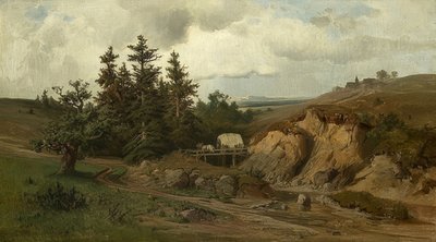 Paesaggio con un ponte di legno da Adolf Kosárek