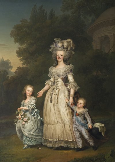 Regina Maria Antonietta con i suoi figli nel Parco di Trianon da Adolf Ulrich Wertmuller