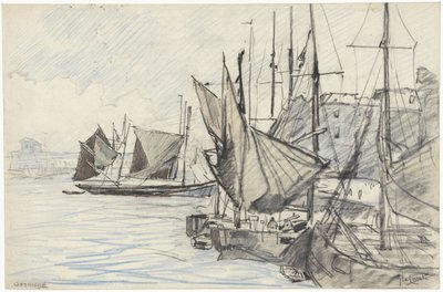 Barche a vela nel porto di Ostenda da Adolf le Comte