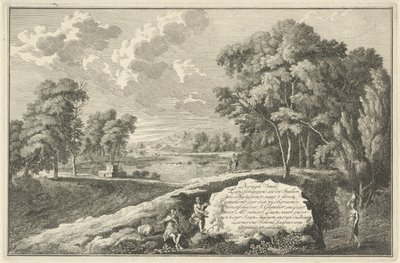 Paesaggio fluviale arcadico con donna e bambino da Adolf van der Laan