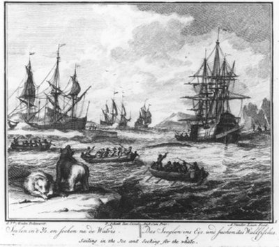 «Navigare nel ghiaccio e cercare la balena» (n. 1 della serie sulla caccia alla balena) da Adolf van der Laan