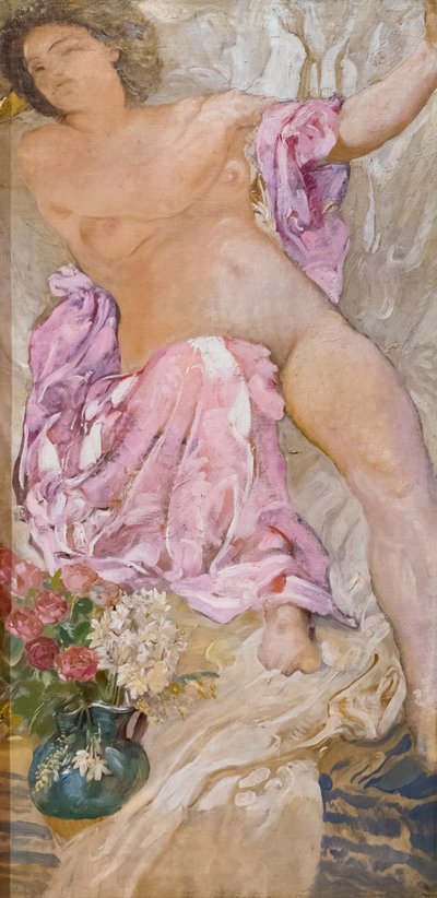 Donna con fiori / donna nuda con rose da Adolfo de Carolis