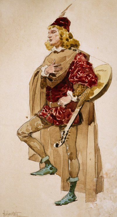 Bozzetto di costume per Zanetto, opera di Pietro Mascagni da Adolfo Hohenstein