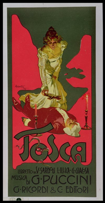 Tosca, manifesto pubblicitario di una rappresentazione da Adolfo Hohenstein