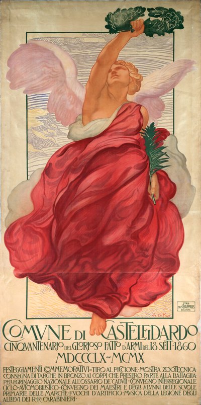Manifesto per il cinquantesimo anniversario della battaglia di Castelfidardo da Adolfo de Carolis