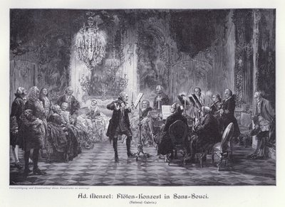 Concerto di flauto nel Palazzo di Sanssouci, Potsdam, Prussia da Adolph Friedrich Erdmann von (after) Menzel