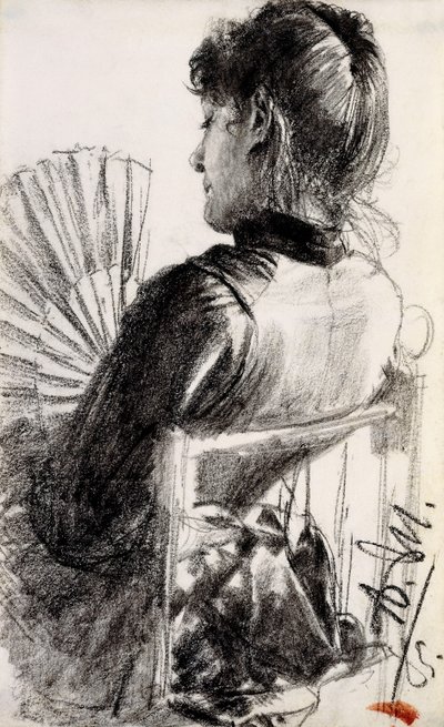 Signora con ventaglio da Adolph Menzel