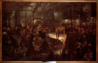 Metallurgia: Il laminatoio, lavoro nella forgia da Adolph Menzel