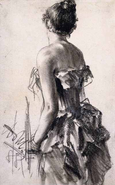 Vista posteriore di una donna da Adolph Menzel