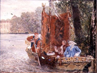 Gita sul fiume a Rheinsburg, 1860 da Adolph Menzel