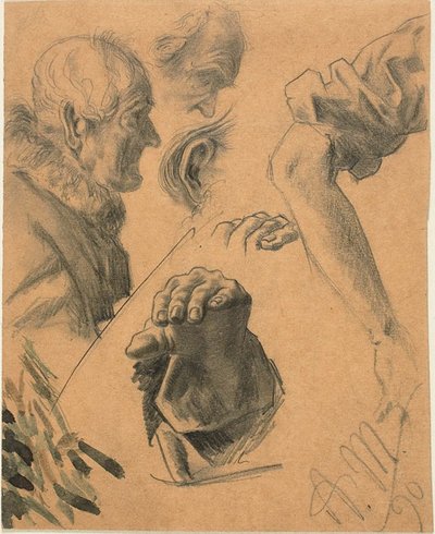 Schizzi di mani, braccia e teste da Adolph Menzel