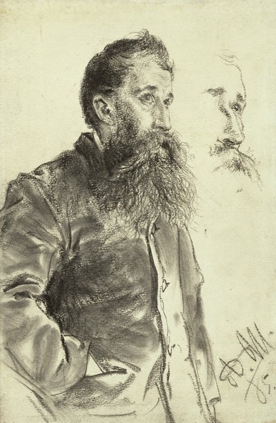 Studio di un uomo con la barba, la mano in tasca, 1885 da Adolph Menzel