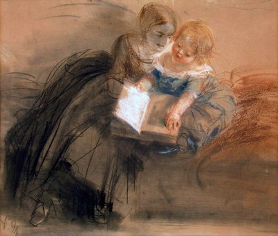 Giovane donna con un bambino da Adolph Menzel