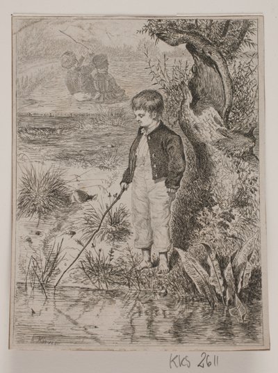 Un ragazzo che pesca da Johan Adolph Kittendorff