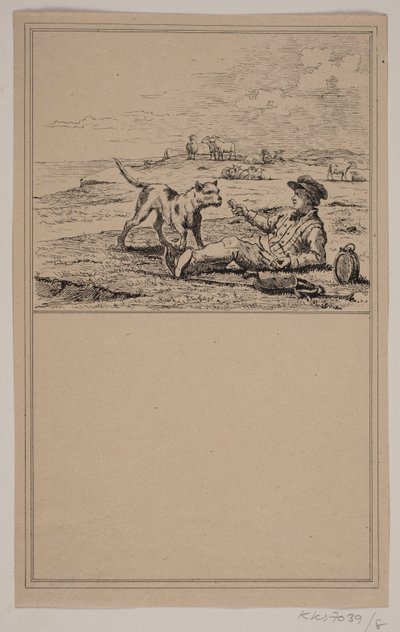 Il pastore e il cane. Nr. 7 in Chr. Winther e M. Rørbye, "25 Immagini per bambini" da Johan Adolph Kittendorff