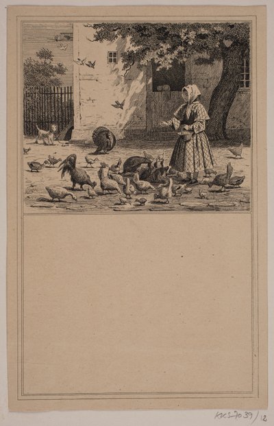 Nel pollaio. Nr. 11 in Chr. Winther e M. Rørbye, "25 immagini per bambini piccoli" da Johan Adolph Kittendorff