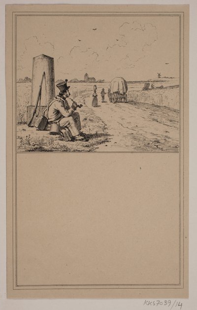 Il soldato in marcia. Nr. 13 in Chr. Winther e M. Rørbye, "25 Immagini per bambini piccoli" da Johan Adolph Kittendorff