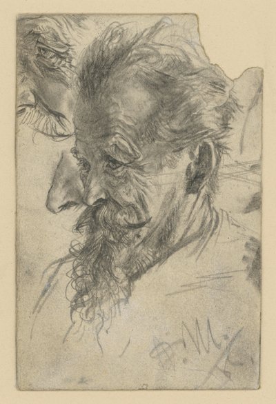 Testa di uomo anziano con pizzetto e relativi dettagli da Adolph Menzel