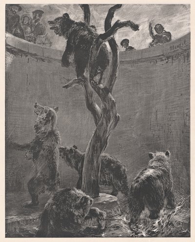Fossa degli orsi allo zoo da Adolph Menzel