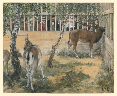 Daini nel recinto. Tratto dall’“Album dei bambini” da Adolph Menzel