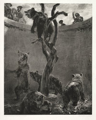 Saggio su Pietra con Pennello e Raschietto: La Fossa degli Orsi, 1851 da Adolph Menzel