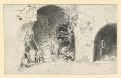 Botti e assi sotto gli archi della Jungfernbastei a Dresda da Adolph Menzel