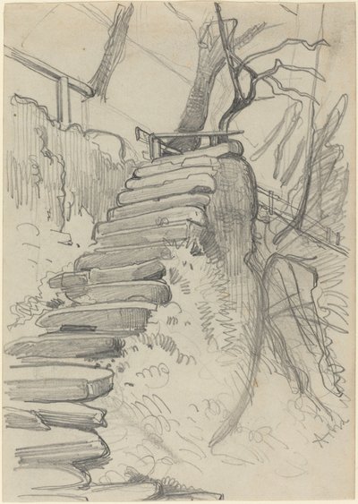Scalinata di Pietra in un Giardino da Adolph Menzel